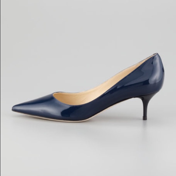 Jimmy Choo Shoes - EUC Jimmy Choo Navy Patent Kitten Heels
